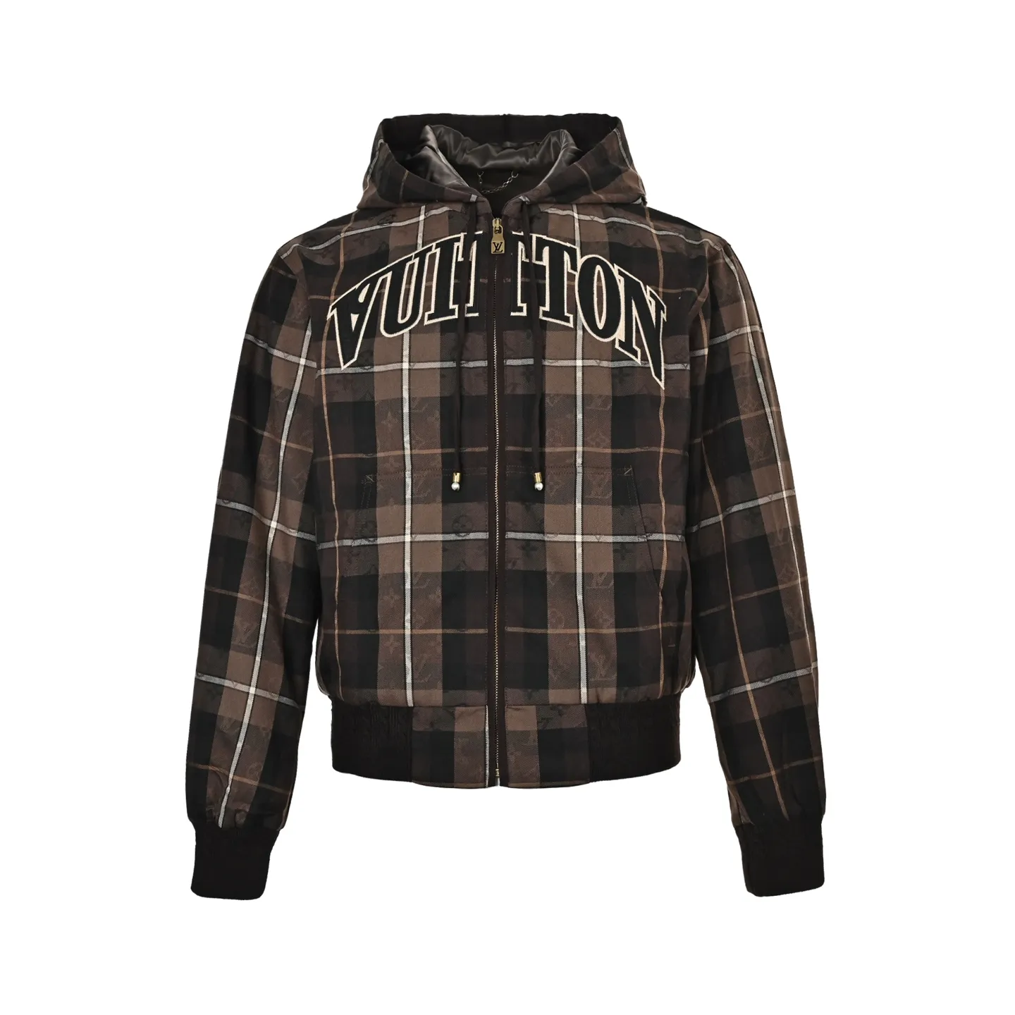 Louis Vuitton/Louis Vuitton Retro plaid curved letter embroidered hooded jacket
